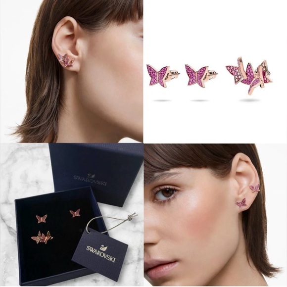 MIX 🦋 MATCH, Authentic Swarovski Lilia Butterfly Stud Earrings Set, Pink. BNIB. - Picture 1 of 11
